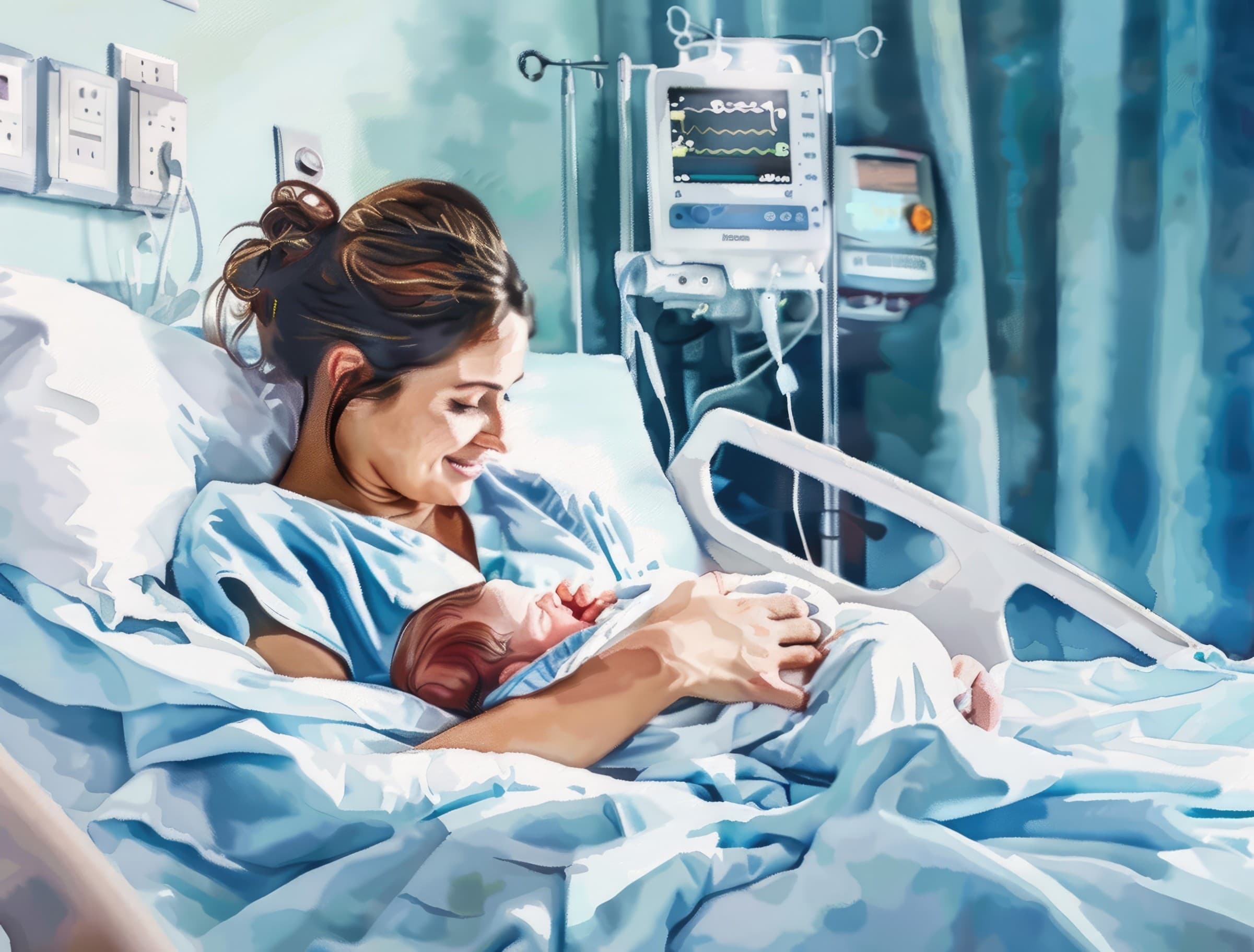 a new born baby with mother